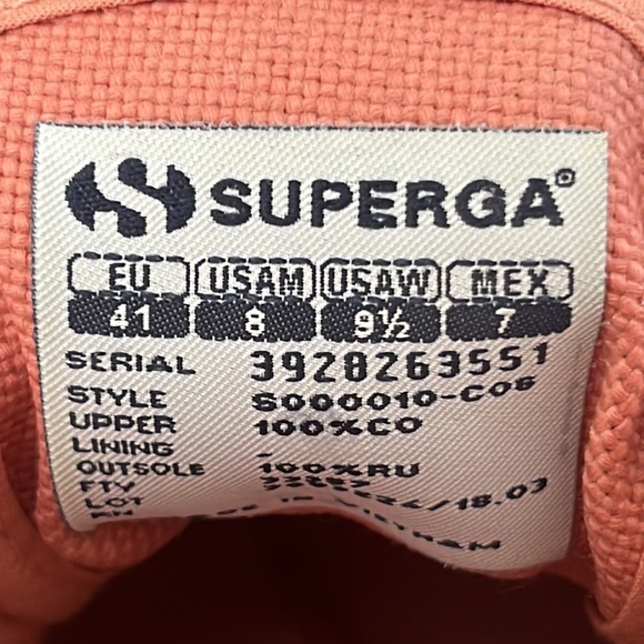 SUPERGA cotu canvas low sneaker, women 9.5 - Picture 8 of 8